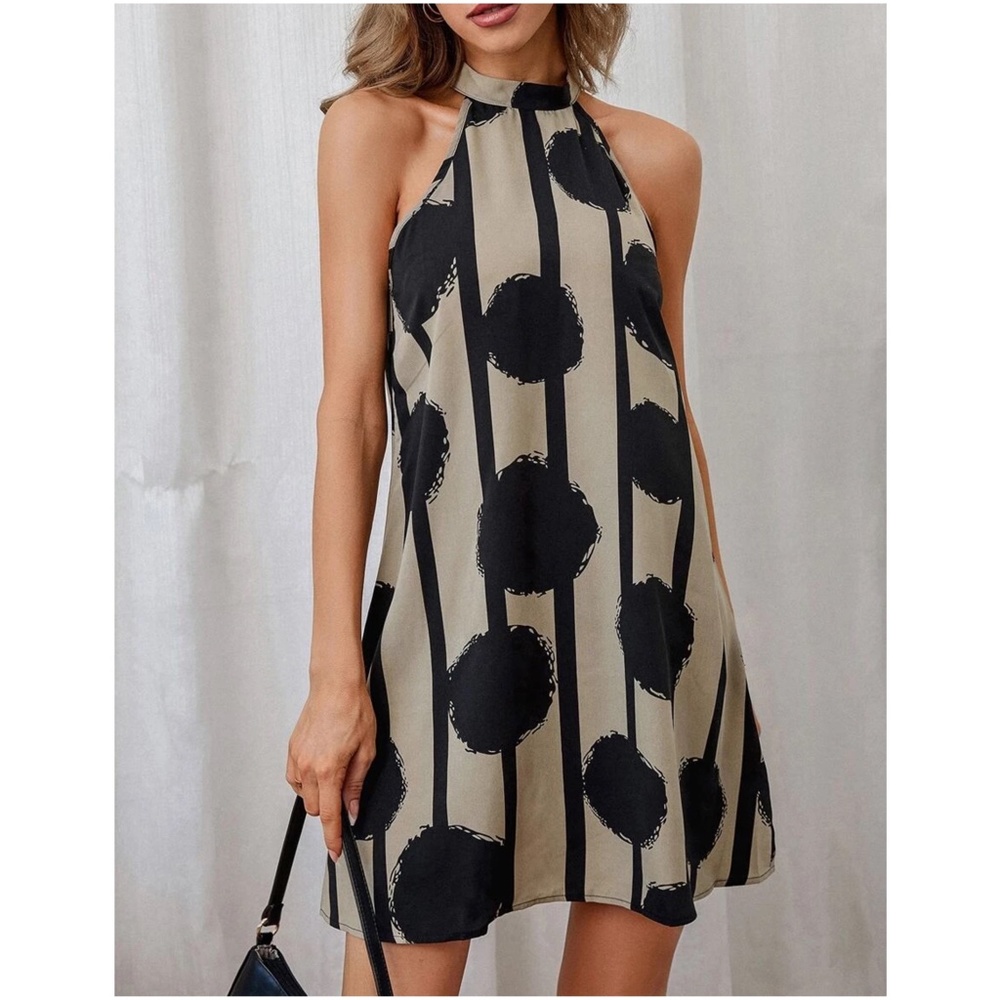 Polka Dot Stripes Halter Mini Dress - Picture 5 of 5
